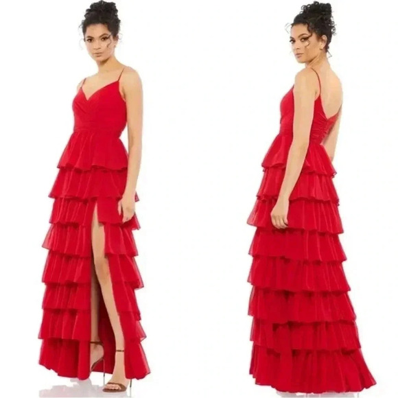 NWT Mac Duggal Red Tiered Dress - Picture 1 of 10